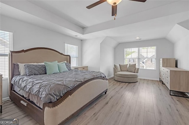 bedroom with baseboards, light wood-style flooring, visible vents, and recessed lighting
