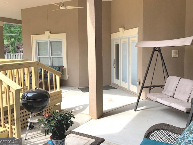 6279 Giles Rd, Lithonia, GA 30058 - view of patio featuring grilling area and ceiling fan