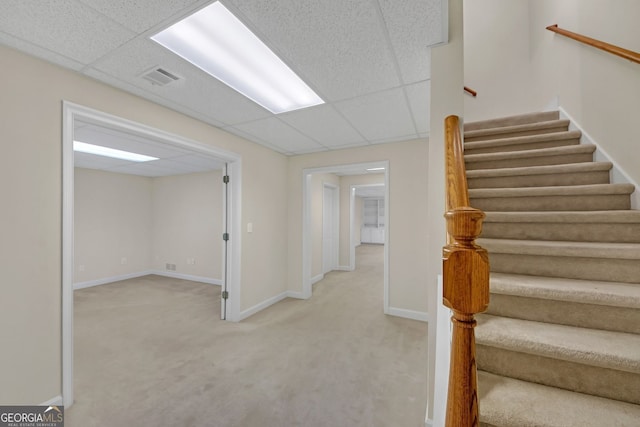 1405 Wilmington Way, Grayson, GA 30017 - stairs with carpet flooring and a drop ceiling