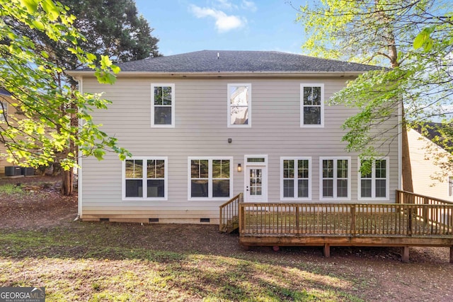 6960 Dockbridge Way, Stone Mountain, GA 30087 - back of house with crawl space and a wooden deck