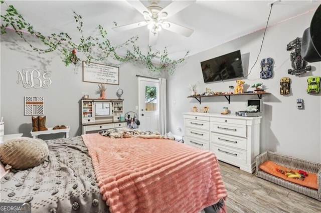 698 Jefferson Hwy, Winder, GA 30680 - bedroom featuring light wood-style flooring and ceiling fan