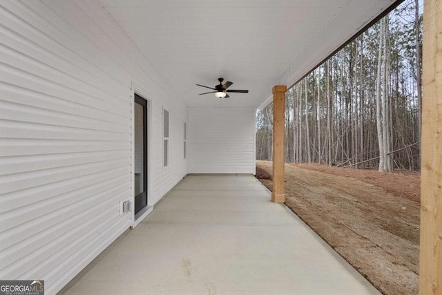 view of patio / terrace featuring ceiling fan