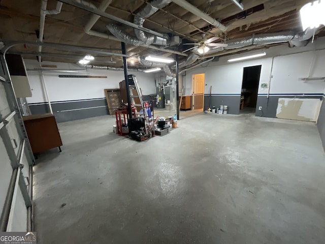 view of unfinished basement