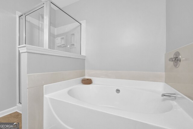 6330 Elmshorn Way, Alpharetta, GA 30004 - full bathroom with a shower stall and a bath