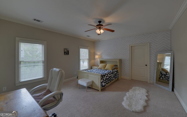 5224 Brendlynn Dr, Suwanee, GA 30024 - bedroom with crown molding, visible vents, and baseboards