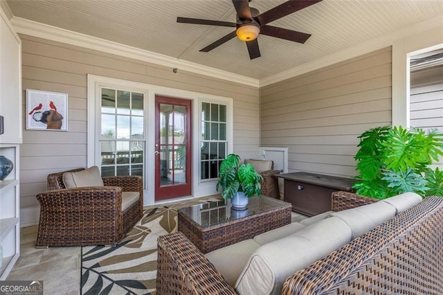 111 Brighton Blvd, Woodstock, GA 30188 - view of patio featuring french doors and ceiling fan