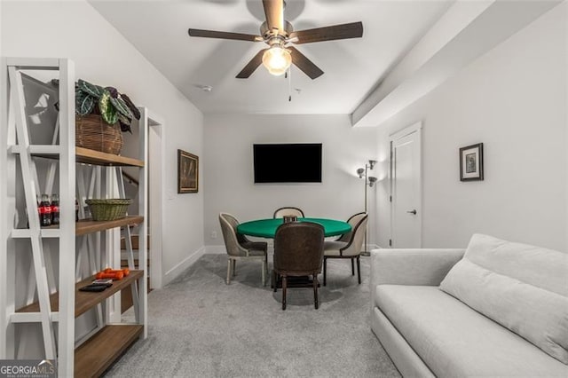 111 Brighton Blvd, Woodstock, GA 30188 - rec room featuring baseboards, a ceiling fan, and carpet