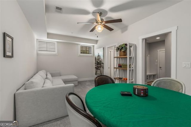 111 Brighton Blvd, Woodstock, GA 30188 - dining room with visible vents, baseboards, and a ceiling fan