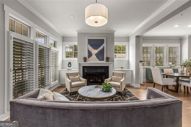 111 Brighton Blvd, Woodstock, GA 30188 - interior space with ornamental molding, wood finished floors, and a healthy amount of sunlight