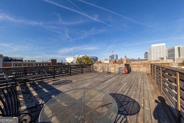 deck with a city view