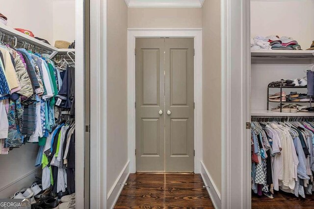 17 Sea Oats Ln, Saint Simons, GA 31522 - walk in closet with dark wood-style floors