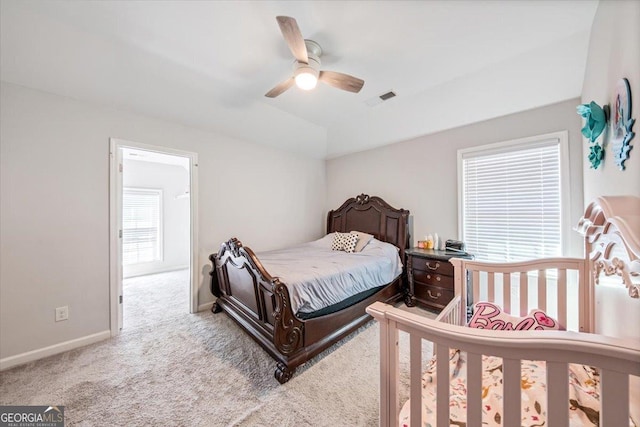 5321 Felles Way, Forsyth, GA 31029 - carpeted bedroom with vaulted ceiling and ceiling fan