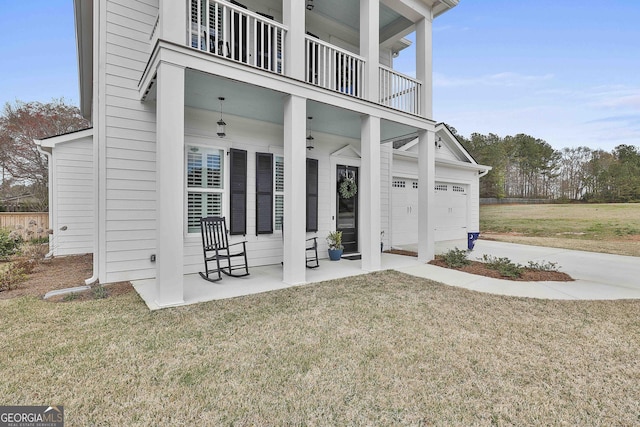 LOT5 Casey Rd, Newnan, GA 30263 - doorway to property with a lawn, concrete driveway, a balcony, and a porch