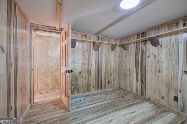 290 Mount Moriah Rd, Dallas, GA 30132 - basement with wood finished floors and wooden walls