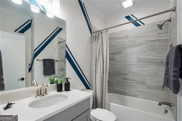 825 Maplewood Dr, Roswell, GA 30075 - full bathroom with shower / bath combo with shower curtain, vanity, and toilet