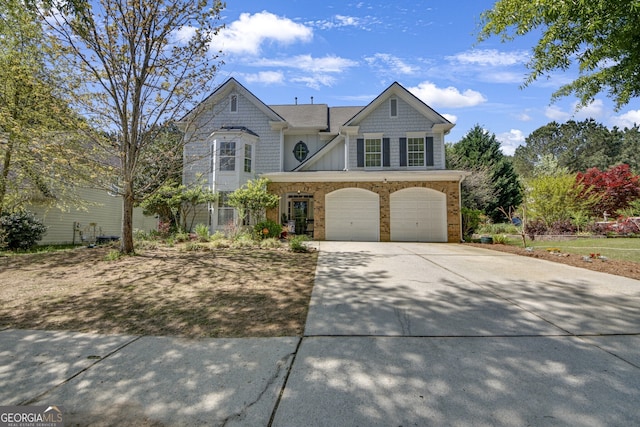 view of front facade with a garage, board and batten siding, and concrete driveway