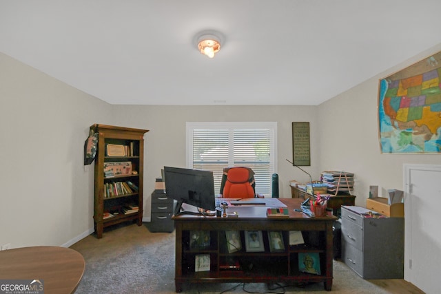 view of carpeted home office