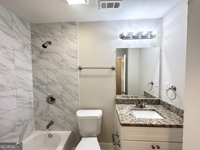 3539 Meadowridge Dr SW, Atlanta, GA 30331 - full bathroom featuring toilet, vanity, washtub / shower combination, and visible vents