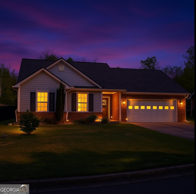 33 Mountain View Dr, Rockmart, GA 30153 - single story home with brick siding, a garage, a front yard, and driveway