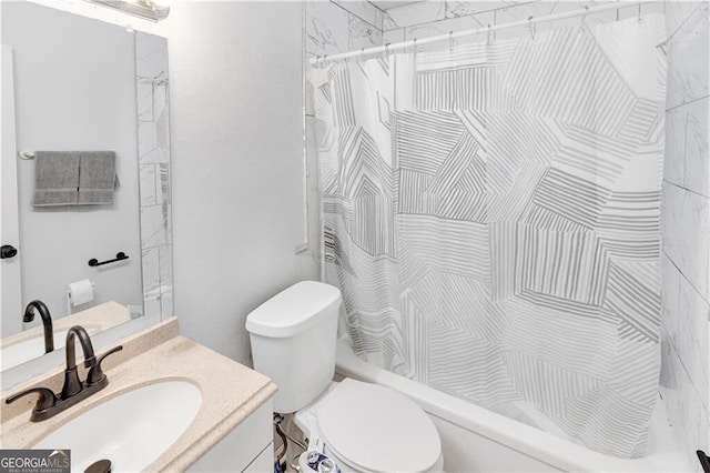 1204 Lakeview Dr NW, Conyers, GA 30012 - full bathroom featuring shower / bath combo, vanity, and toilet