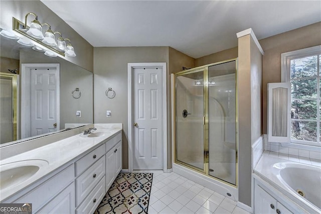 8100 Greens Mill Way, Loganville, GA 30052 - bathroom with a shower stall, plenty of natural light, and tile patterned floors