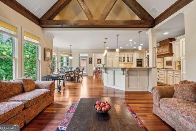 6935 Wakehurst Pl, Cumming, GA 30040 - living area featuring dark wood-style flooring and recessed lighting