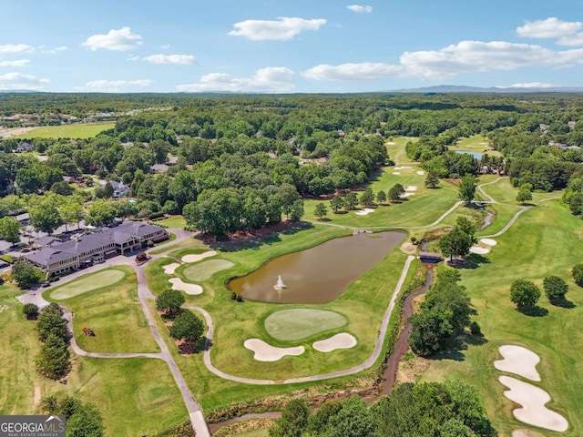 6935 Wakehurst Pl, Cumming, GA 30040 - bird's eye view of a forest, a nearby body of water, and a local golf course