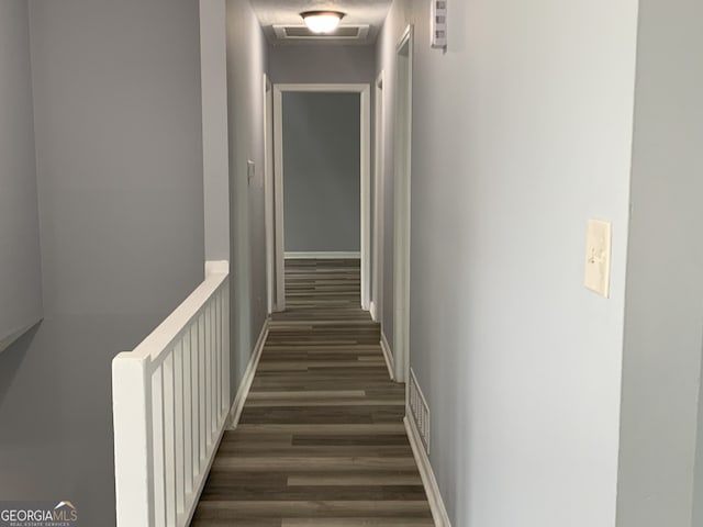 3261 Harbor Woods Rd, Decatur, GA 30034 - hallway featuring visible vents, baseboards, an upstairs landing, attic access, and dark wood-type flooring