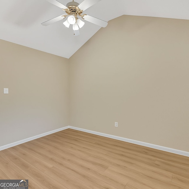 7112 Brookview Way, Riverdale, GA 30274 - empty room featuring ceiling fan, baseboards, light wood-style floors, and lofted ceiling
