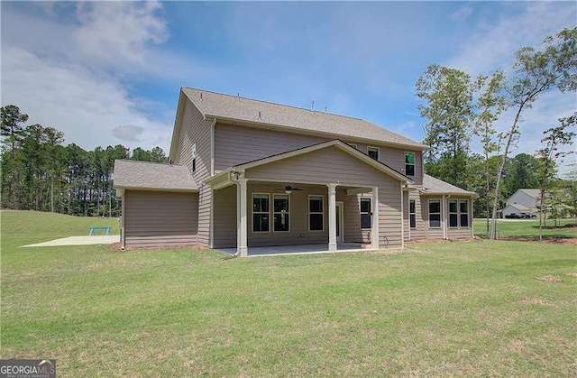 140 Cooper Cv E Lot 21, Fayetteville, GA 30215 - back of property with ceiling fan, a patio, and a yard