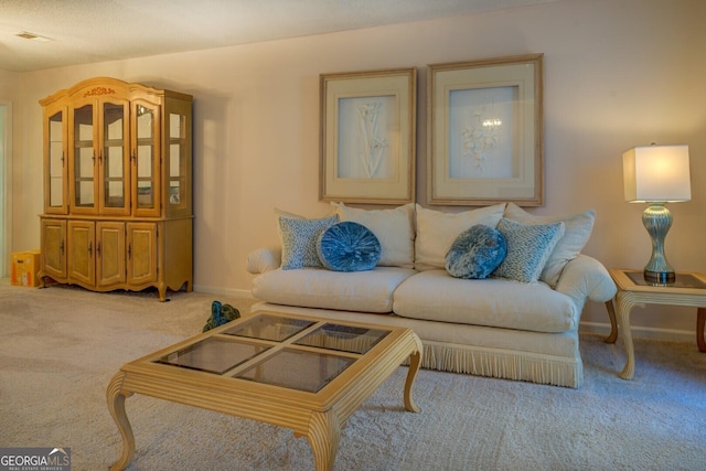 living room featuring baseboards and carpet floors