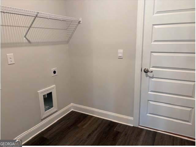 3383 Milan Court Lot 4; Plapprox Sqft 1, Douglasville, GA 30135 - laundry area with dark wood finished floors, hookup for an electric dryer, and baseboards