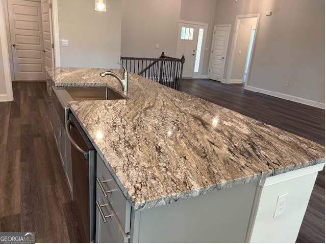 3383 Milan Court Lot 4; Plapprox Sqft 1, Douglasville, GA 30135 - kitchen featuring dark wood-style floors, a sink, stainless steel dishwasher, and baseboards