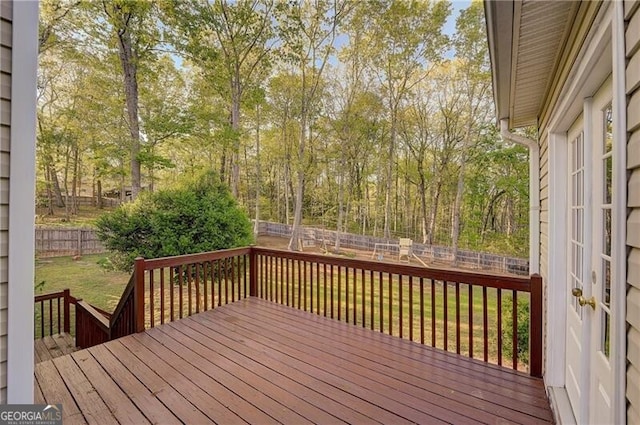 209 Red Fern Ct, Canton, GA 30114 - wooden terrace featuring view of wooded area