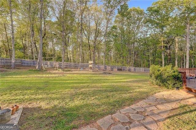 209 Red Fern Ct, Canton, GA 30114 - view of yard featuring a wooden deck and a playground