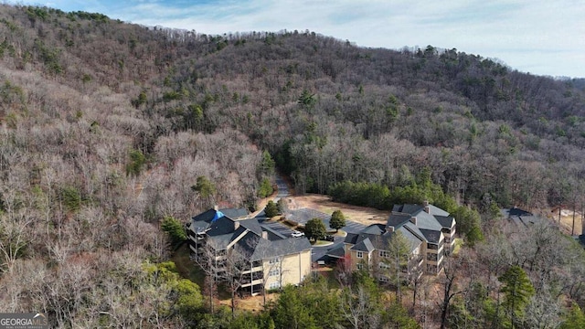 aerial overview of property's location featuring a heavily wooded area