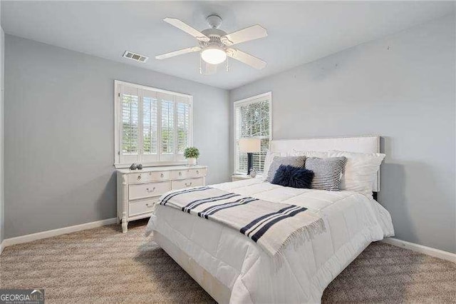 310 Kingspring Ct, Roswell, GA 30076 - bedroom featuring baseboards, a ceiling fan, visible vents, and carpet floors