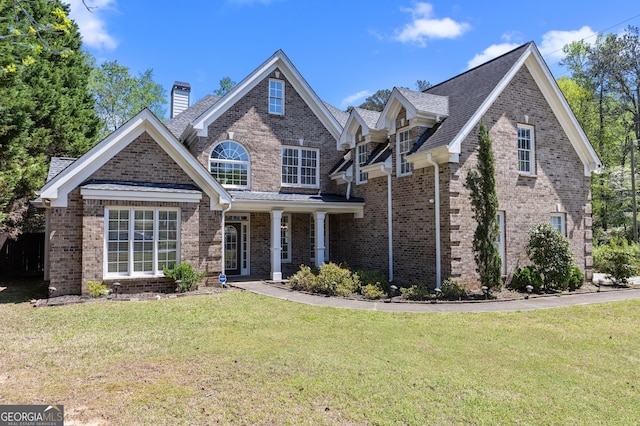 774 Mary Ann Dr NE, Marietta, GA 30068 - view of front of house with a front yard, brick siding, and a chimney