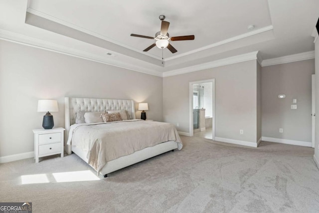 214 Leland Way, Woodstock, GA 30188 - bedroom with a raised ceiling, baseboards, ornamental molding, and carpet floors