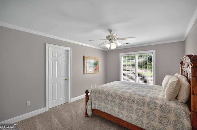 804 Eagleview, Anderson, SC 29625 - bedroom featuring carpet flooring, crown molding, and ceiling fan