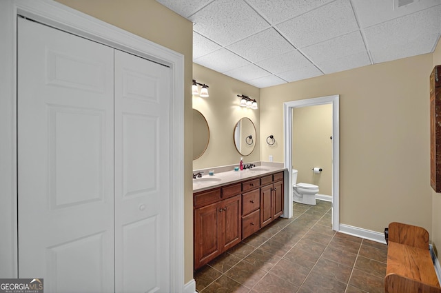 804 Eagleview, Anderson, SC 29625 - bathroom with double vanity, a paneled ceiling, and tile patterned floors