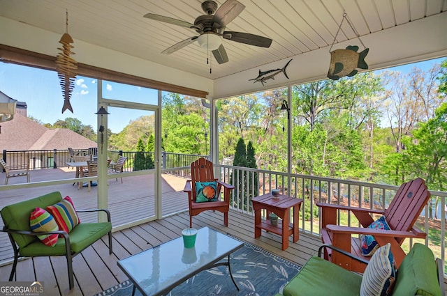 804 Eagleview, Anderson, SC 29625 - sunroom / solarium featuring outdoor dining area and a ceiling fan