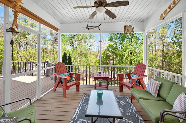 804 Eagleview, Anderson, SC 29625 - wooden deck featuring a ceiling fan and outdoor lounge area