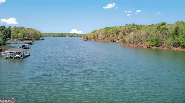 804 Eagleview, Anderson, SC 29625 - water view featuring a dock and a heavily wooded area