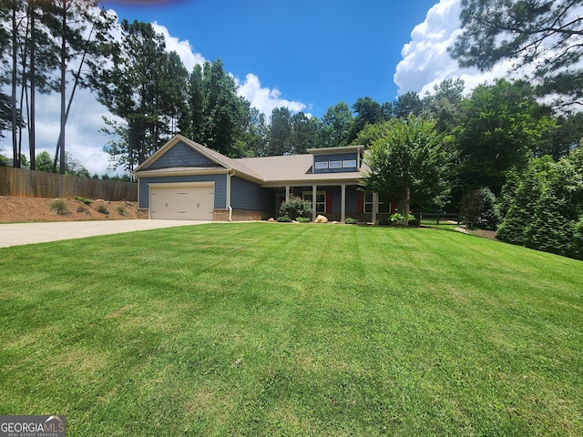 328 Spence Cir, Ball Ground, GA 30107 - view of front of house with driveway, a garage, brick siding, and covered porch