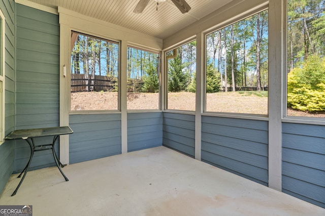 328 Spence Cir, Ball Ground, GA 30107 - unfurnished sunroom featuring ceiling fan