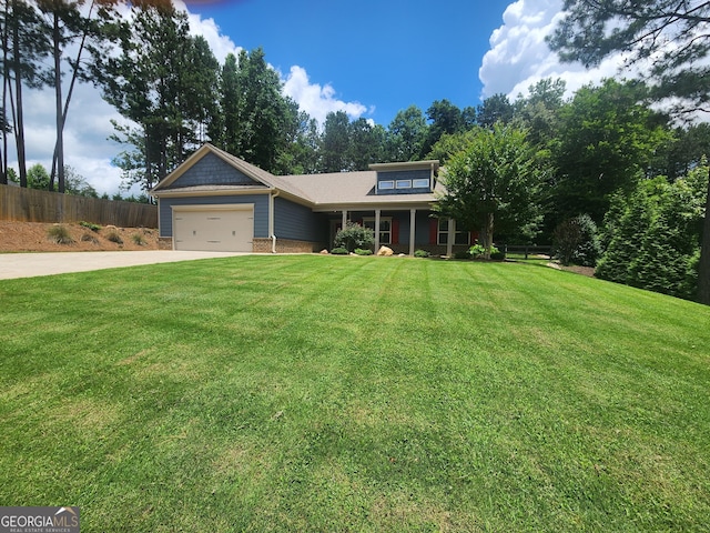 328 Spence Cir, Ball Ground, GA 30107 - view of front facade featuring driveway, a garage, brick siding, and covered porch