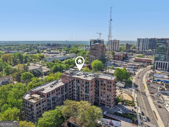 drone / aerial view with a city view