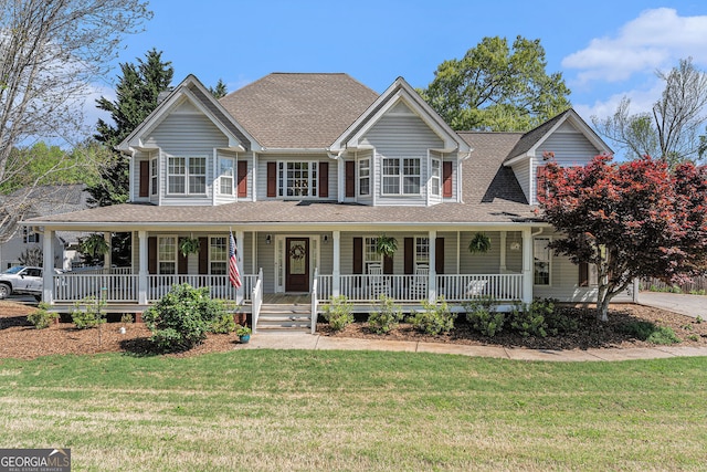 60 Bartlett Way, Dallas, GA 30157 - view of front of property with a front lawn, a shingled roof, and covered porch