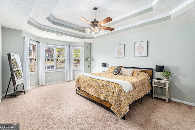 60 Bartlett Way, Dallas, GA 30157 - bedroom featuring a raised ceiling, a textured ceiling, carpet, baseboards, and ceiling fan